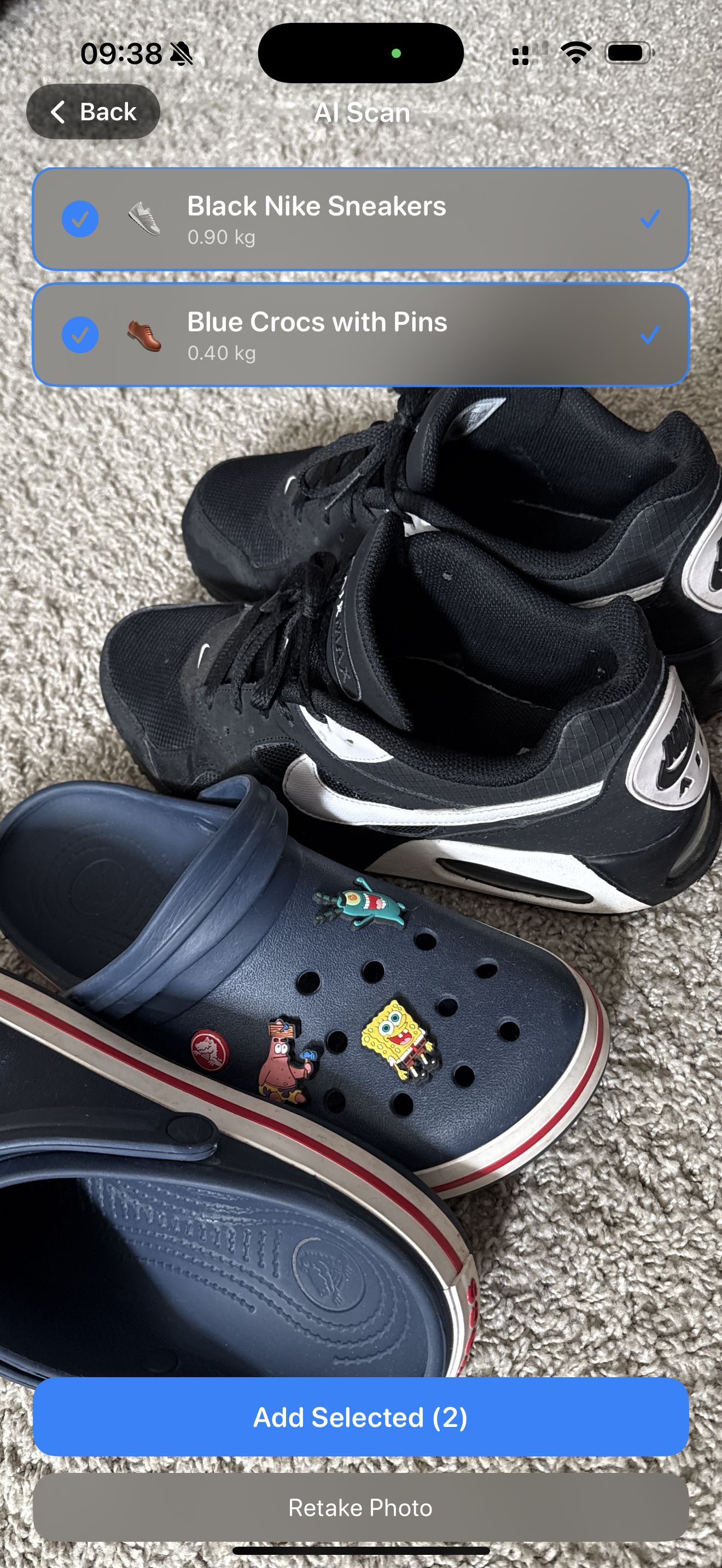 AI scanning Nike sneakers and Crocs
